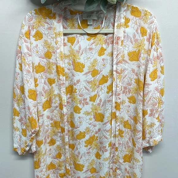LOFT Floral Modal Open Front Duster Kimono XS/S - Picture 2 of 15